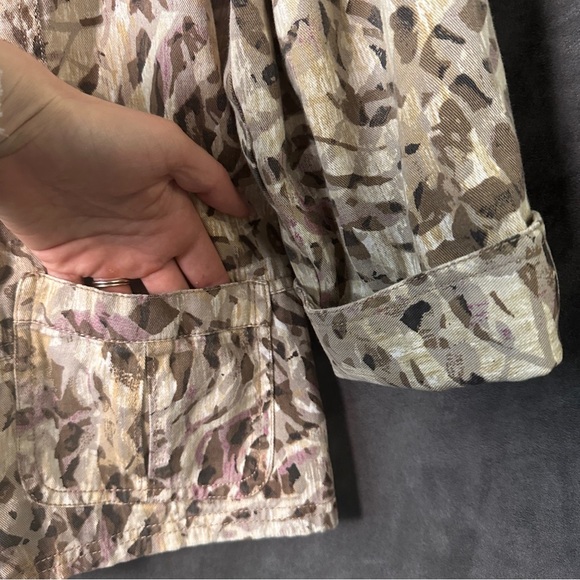 Chico’s Utility Button Jacket Abstract Animal Print Cotton XL Plus Casual - Picture 7 of 8